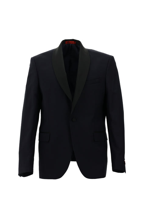 Dark Navy 7 Drop Slim Fit Narrow Cut Shawl Collar Tuxedo & Groom Suit