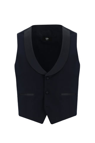  Koyu Lacivert 7 Drop Slim Fit Dar Kesim Sivri Yaka Yelekli Smokin & Damatlık