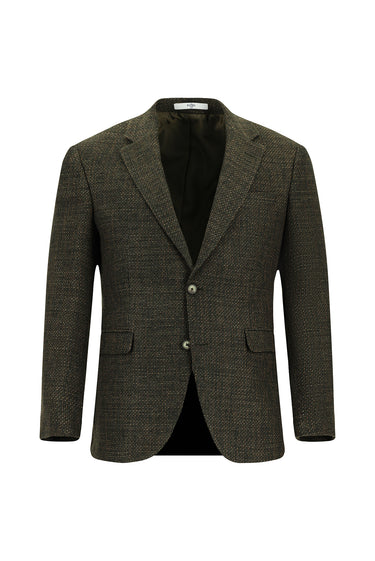  Orta Haki Slim Fit Dar Kesim Yünlü Desenli Kombinli Takım Elbise