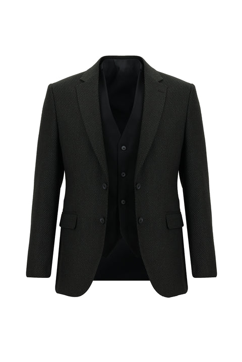 Koyu Antrasit 7 Drop Slim Fit Dar Kesim Kombinli Yelekli Takım Elbise