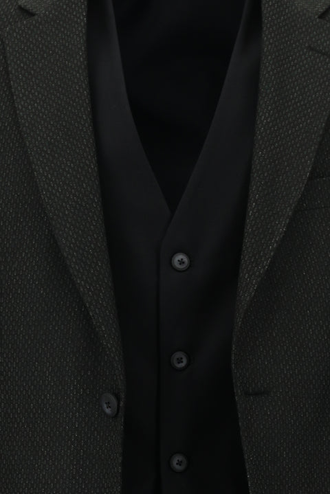 Koyu Antrasit 7 Drop Slim Fit Dar Kesim Kombinli Yelekli Takım Elbise