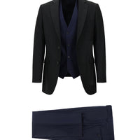 Koyu Lacivert Regular Fit Kombinli Yelekli Takım Elbise