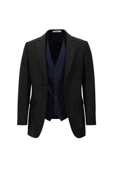 Koyu Lacivert Regular Fit Kombinli Yelekli Takım Elbise