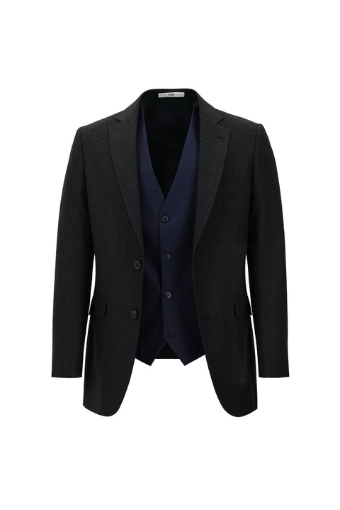 Koyu Lacivert 6 Drop Regular Fit Standart Kesim Kombinli Yelekli Takım Elbise