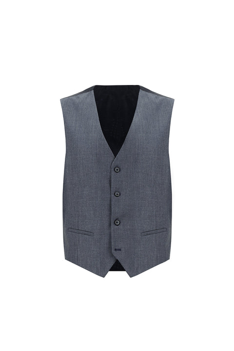 Açık Lacivert 7 Drop Slim Fit Dar Kesim Kombinli Yelekli Takım Elbise