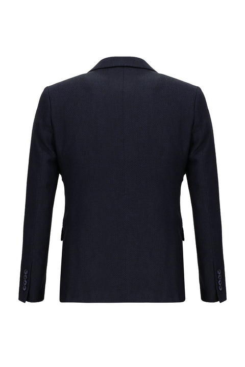 Orta Lacivert 7 Drop Slim Fit Dar Kesim Kombinli Yelekli Takım Elbise