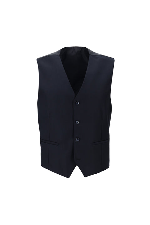 Orta Lacivert 7 Drop Slim Fit Dar Kesim Kombinli Yelekli Takım Elbise