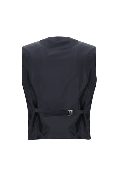 Orta Lacivert 7 Drop Slim Fit Dar Kesim Kombinli Yelekli Takım Elbise
