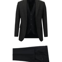 Koyu Antrasit Slim Fit Dar Kesim Kombinli Yelekli Takım Elbise