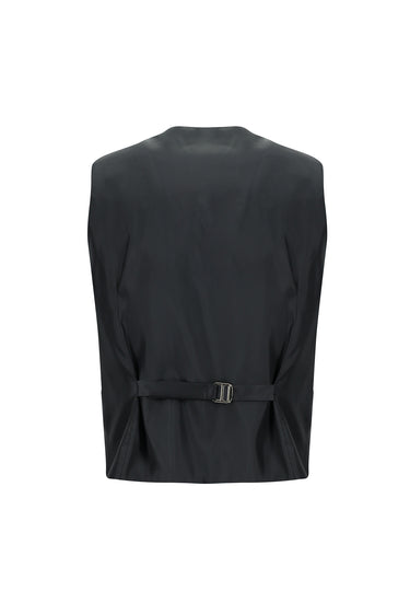 Koyu Antrasit Slim Fit Dar Kesim Kombinli Yelekli Takım Elbise