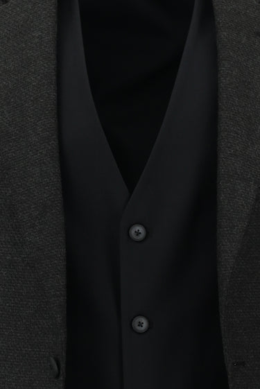 Koyu Antrasit Slim Fit Dar Kesim Kombinli Yelekli Takım Elbise