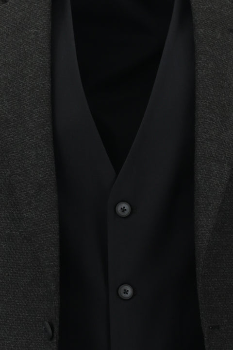 Koyu Antrasit 7 Drop Slim Fit Dar Kesim Kombinli Yelekli Takım Elbise