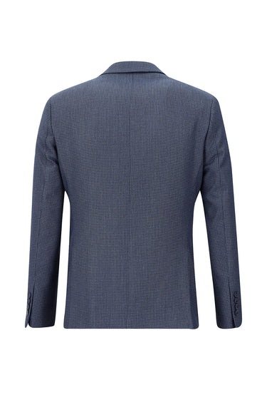 Orta Lacivert Slim Fit Dar Kesim Beli Lastikli İpli Kombinli Yelekli Takım Elbise
