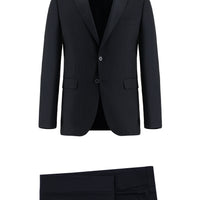 Koyu Lacivert Slim Fit Dar Kesim Desenli Kombinli Takım Elbise