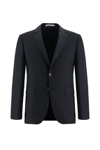  Koyu Lacivert Slim Fit Dar Kesim Desenli Kombinli Takım Elbise