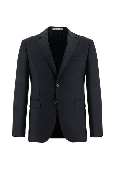  Koyu Lacivert Slim Fit Dar Kesim Desenli Kombinli Takım Elbise