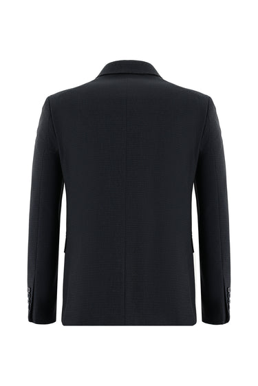  Koyu Lacivert Slim Fit Dar Kesim Desenli Kombinli Takım Elbise