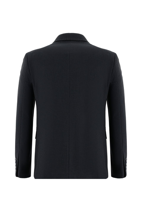 Koyu Lacivert 7 Drop Slim Fit Dar Kesim Desenli Kombinli Takım Elbise