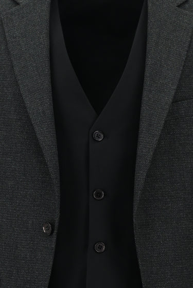 Koyu Antrasit Slim Fit Dar Kesim Kombinli Yelekli Takım Elbise