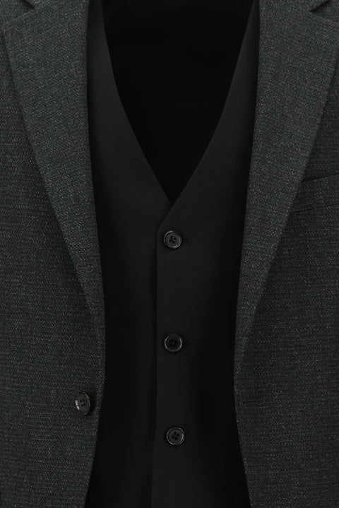 Koyu Antrasit 7 Drop Slim Fit Dar Kesim Kombinli Yelekli Takım Elbise