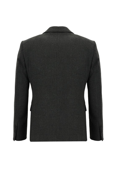 Orta Antrasit Slim Fit Dar Kesim Kombinli Yelekli Takım Elbise