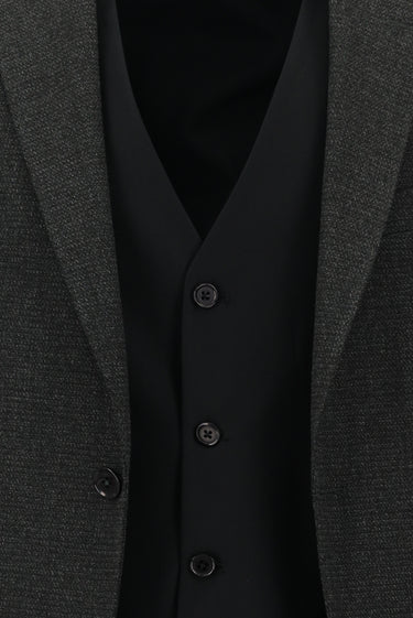 Orta Antrasit Slim Fit Dar Kesim Kombinli Yelekli Takım Elbise