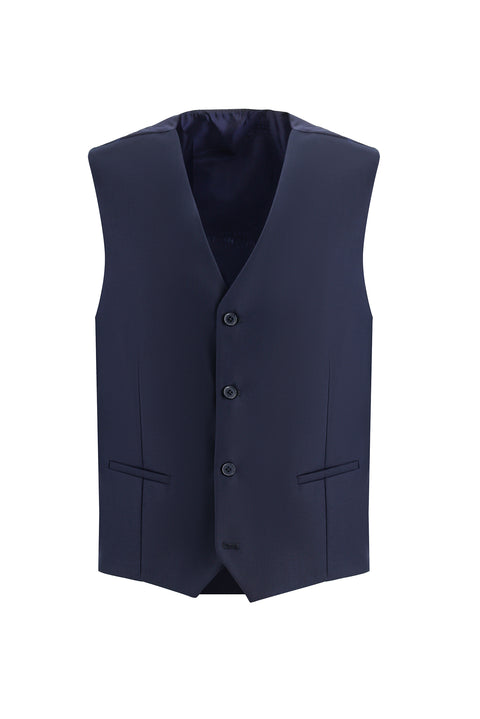Orta Lacivert 6 Drop Regular Fit Standart Kesim Kombinli Yelekli Takım Elbise