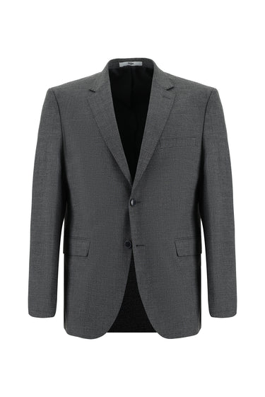  Orta Gri Slim Fit Dar Kesim Klasik Desenli Takım Elbise