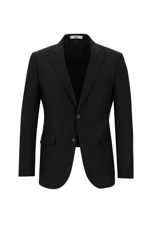 Siyah 7 Drop Slim Fit Dar Kesim Desenli Takım Elbise