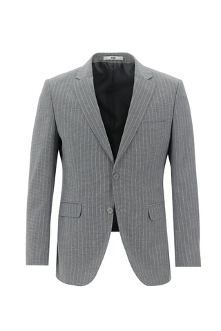  Orta Gri 7 Drop Slim Fit Dar Kesim Desenli Takım Elbise
