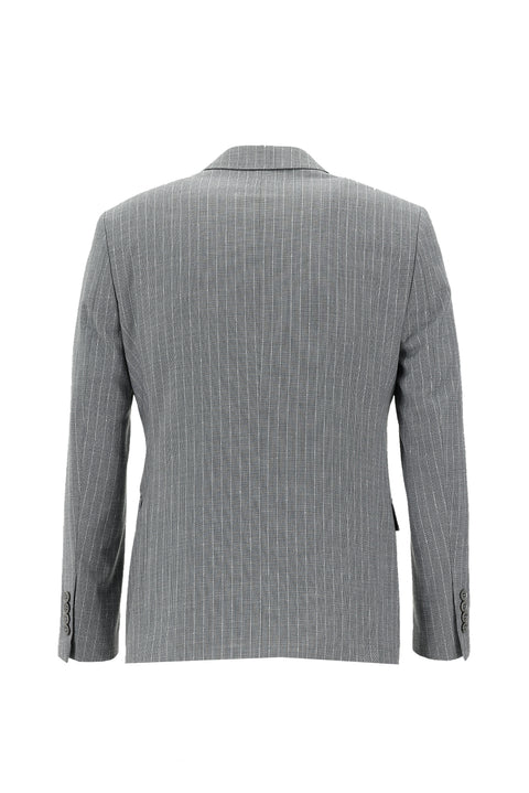 Orta Gri 7 Drop Slim Fit Dar Kesim Desenli Takım Elbise