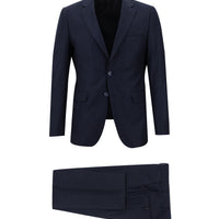 Koyu Lacivert Slim Fit Dar Kesim Klasik Desenli Takım Elbise