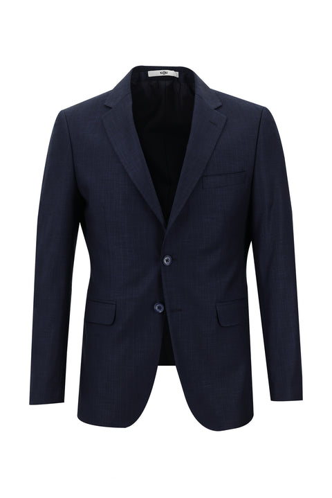 Koyu Lacivert 7 Drop Slim Fit Dar Kesim Desenli Takım Elbise