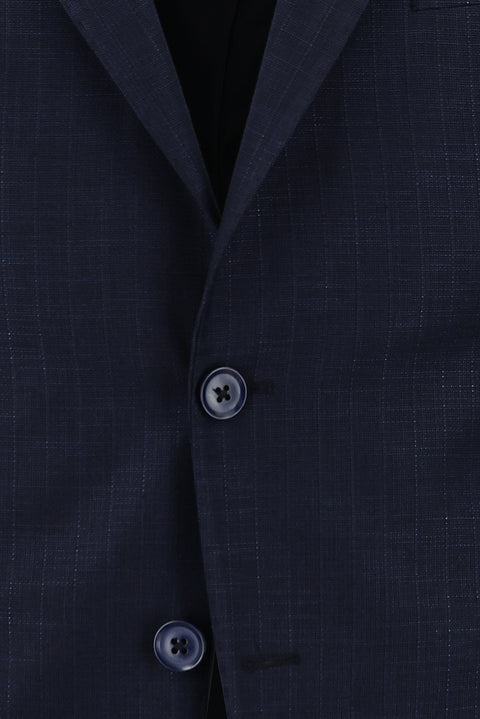 Koyu Lacivert 7 Drop Slim Fit Dar Kesim Desenli Takım Elbise