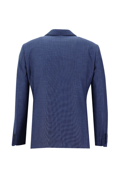 Havacı Mavi 7 Drop Slim Fit Dar Kesim Desenli Takım Elbise