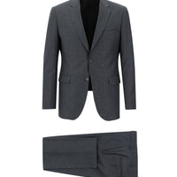 Orta Antrasit Slim Fit Dar Kesim Klasik Desenli Takım Elbise