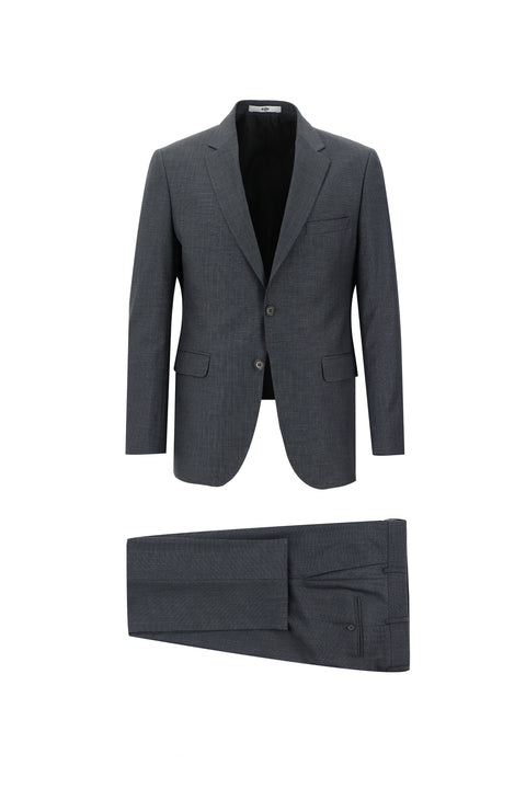 Orta Antrasit 7 Drop Slim Fit Dar Kesim Desenli Takım Elbise