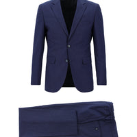 Orta Lacivert Super Slim Fit Ekstra Dar Kesim Beli Lastikli İpli Çizgili Takım Elbise