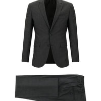Koyu Antrasit 7 Drop Slim Fit Dar Kesim Beli Lastikli İpli Çizgili Takım Elbise