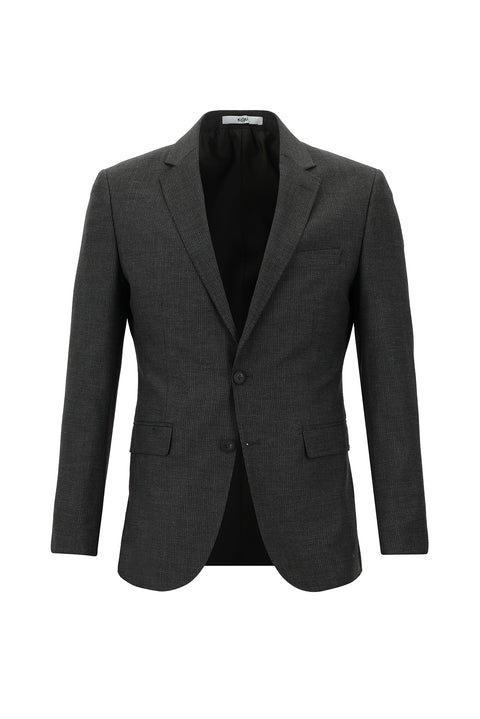 Koyu Antrasit 7 Drop Slim Fit Dar Kesim Beli Lastikli İpli Çizgili Takım Elbise