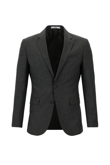  Koyu Antrasit Slim Fit Dar Kesim Beli Lastikli İpli Çizgili Takım Elbise