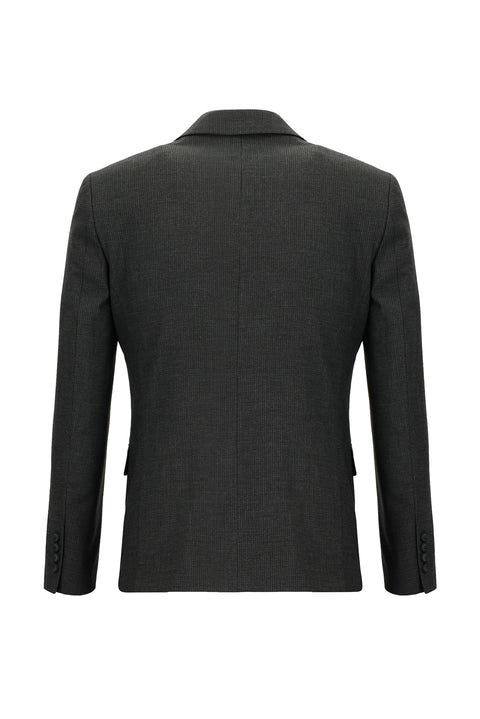 Koyu Antrasit 7 Drop Slim Fit Dar Kesim Beli Lastikli İpli Çizgili Takım Elbise