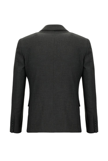  Koyu Antrasit Super Slim Fit Ekstra Dar Kesim Beli Lastikli İpli Çizgili Takım Elbise