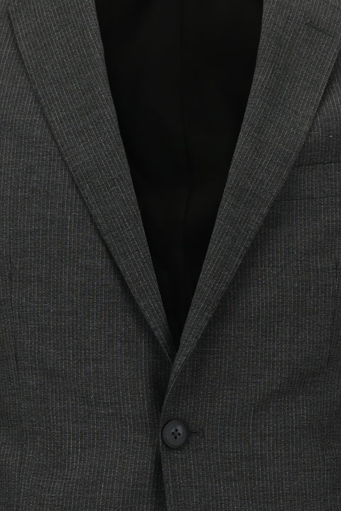 Koyu Antrasit 7 Drop Super Slim Fit Eksra Dar Kesim Beli Lastikli İpli Çizgili Takım Elbise