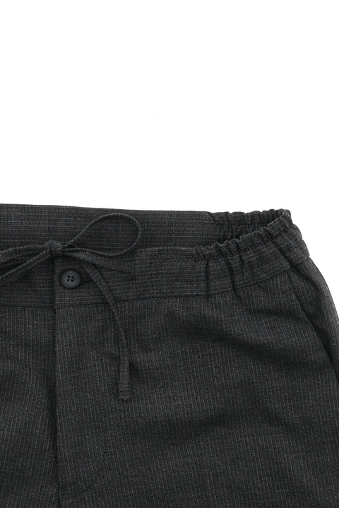 Koyu Antrasit 7 Drop Slim Fit Dar Kesim Beli Lastikli İpli Çizgili Takım Elbise