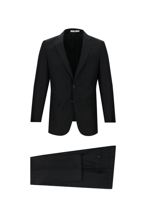 Siyah 6 Drop Regular Fit Standart Kesim Kareli Takım Elbise