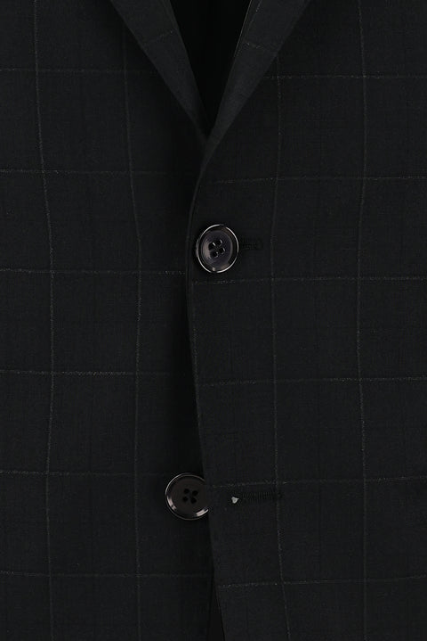 Siyah 6 Drop Regular Fit Standart Kesim Kareli Takım Elbise