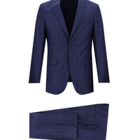 Açık Lacivert Regular Fit Kareli Takım Elbise