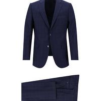 Orta Lacivert Regular Fit Kareli Takım Elbise