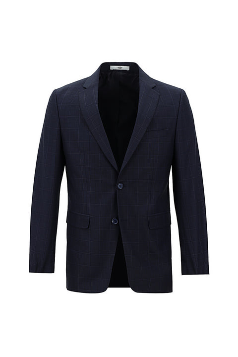 Koyu Lacivert 6 Drop Regular Fit Standart Kesim Kareli Takım Elbise